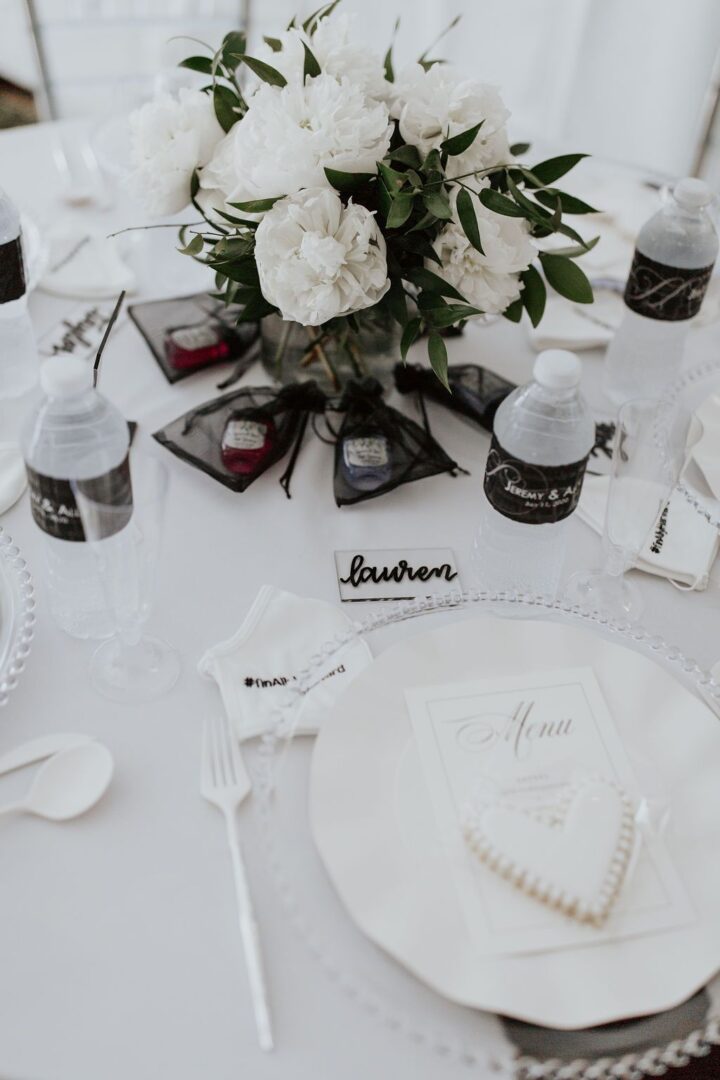 Black and white rehearsal dinner