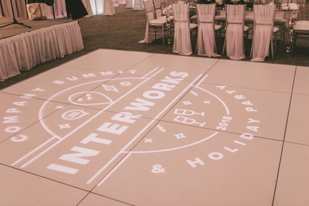 White Dance floor with gobo monogram