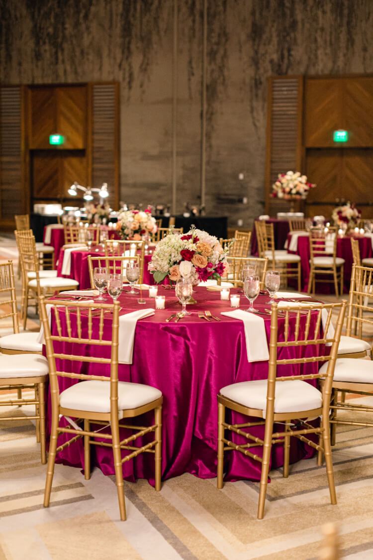 Scarlet Tablescapes with Gold Chiavari Chairs