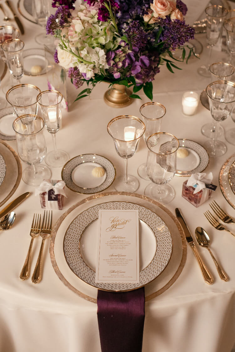 Gold rimmed placesetting